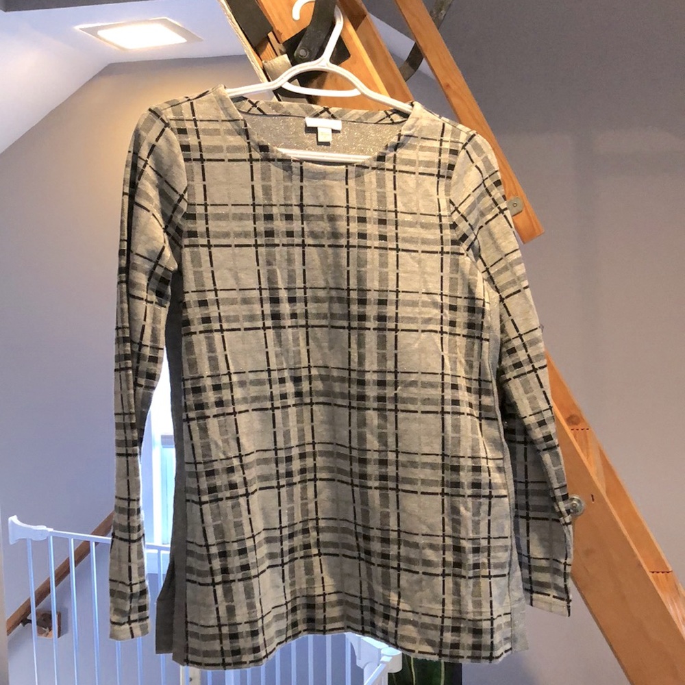 J.Jill long sleeve plaid tunic sweater